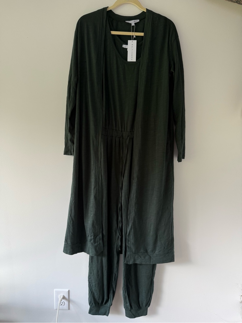 Baltic Born Olive Green Jumpsuit with Matching Duster